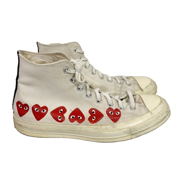 Comme De Garcons Play Converse Canvas High Top Sneakers Size 10 - Picture 1 of 9